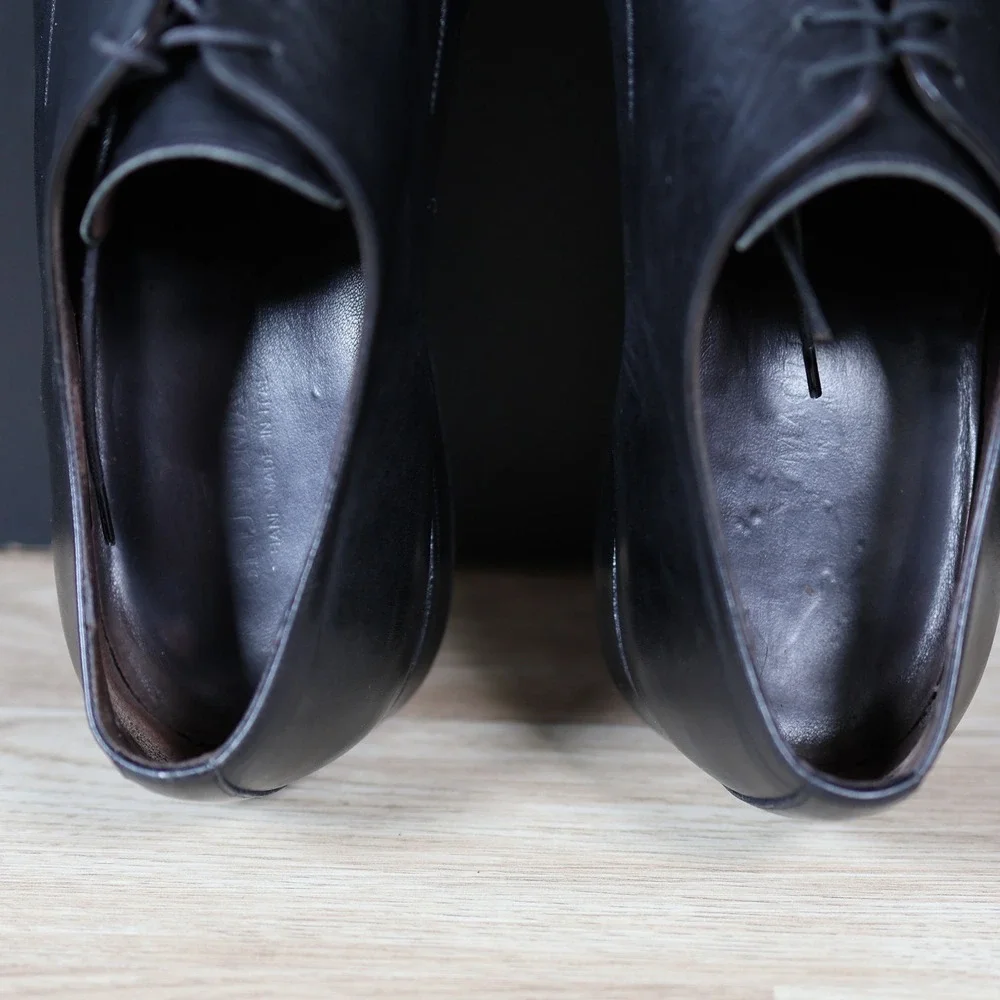 Bruno Magli Shoes Mens Size 11 Black Dress Derby Leather Apron Toe Made in Italy